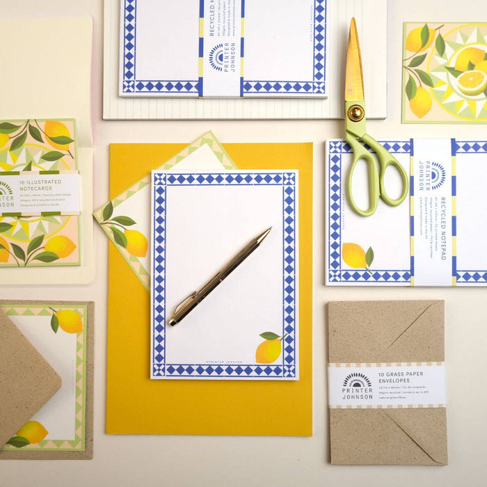 Citroen | A5 notitieblok | 52 bedrukte pagina's, gerecycled kladblok