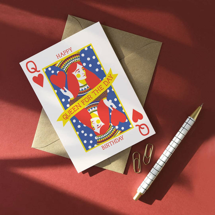 Koningin | Verjaardagskaart | Speelkaart, koningin voor een dag