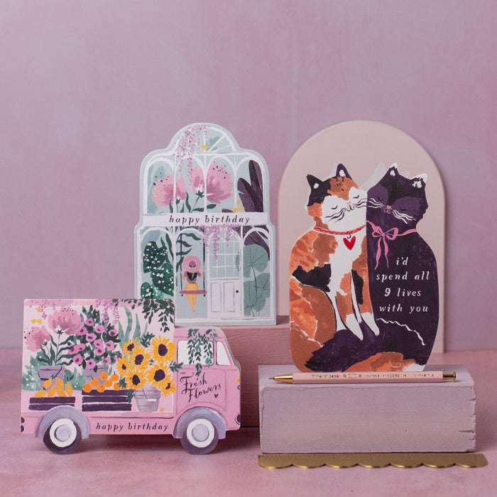 Flower Truck verjaardagskaart | Vrouwelijke verjaardagskaart | Bloemen