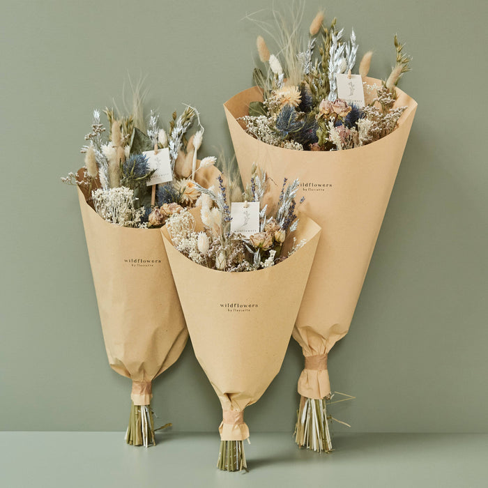 Gedroogde bloemen - Veldboeket voor Kerstmis, mat wit