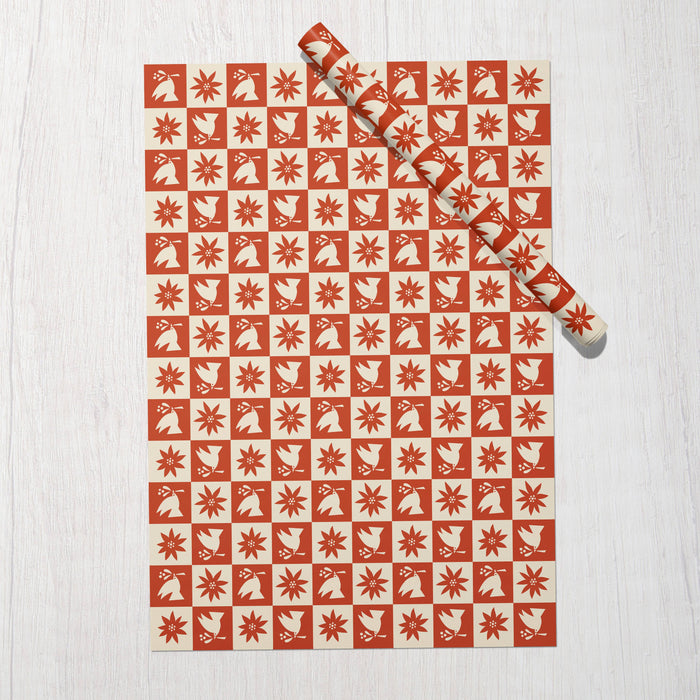 Dove Check | Retro Christmas Checker gerecyclede cadeauverpakking-Stera