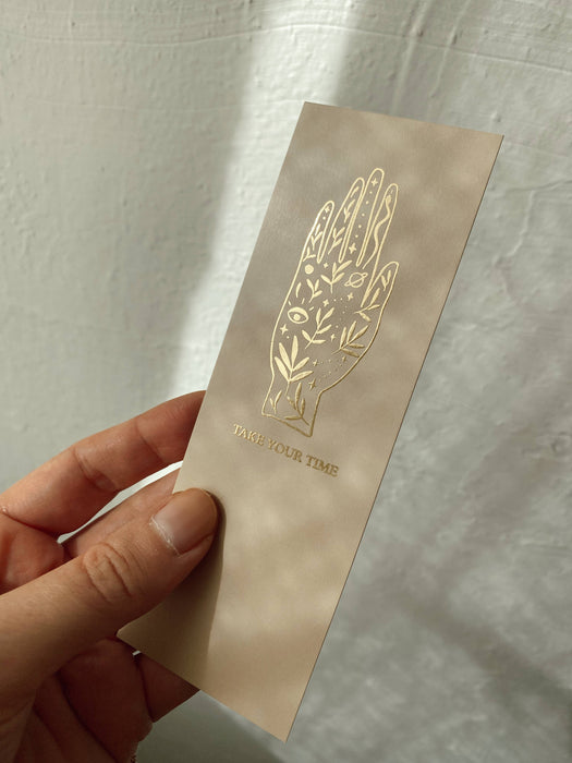 NEEM DE TIJD - BOEKENLEGGER - GOUDFOLIE - CADEAULABEL-Stera