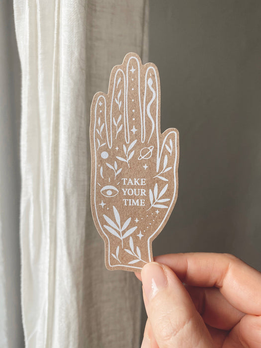 STICKER TAKE YOUR TIME - DUURZAAM KRAFTPAPIER - HAND-Stera