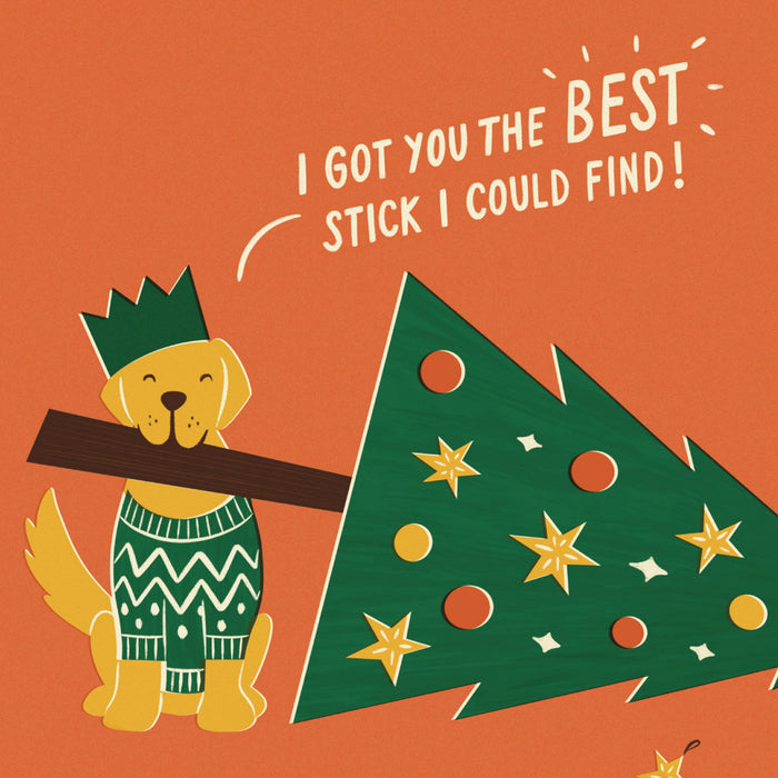 Van de hond | Grappige, retro gerecyclede kerstkaart-Stera