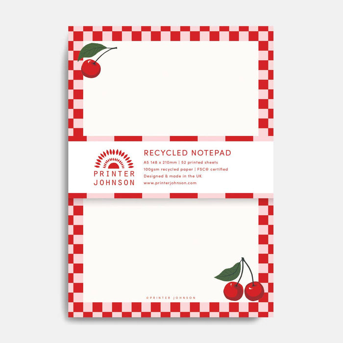 Kers | A5 notitieblok | 52 bedrukte pagina's, gerecycled notitieboekje
