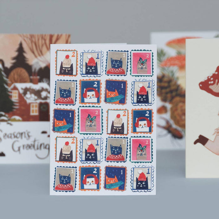 Postzegelverzameling | Kerstkaart | Winter, kattenliefhebber