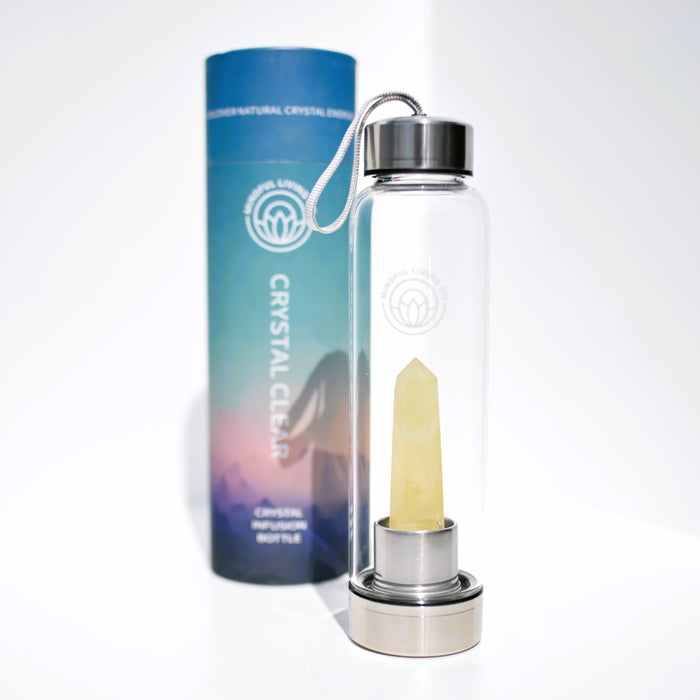 Crystal Clear Water Bottle with Gemstone Citrine Point