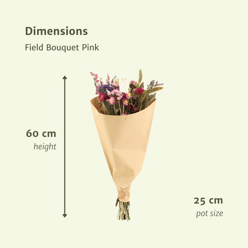 12x Field Bouquet Pink - Droogboeket - 35cm - Stera